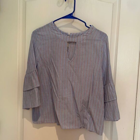 URBAN Romantics Blue and Red Striped Top - Picture 1 of 2